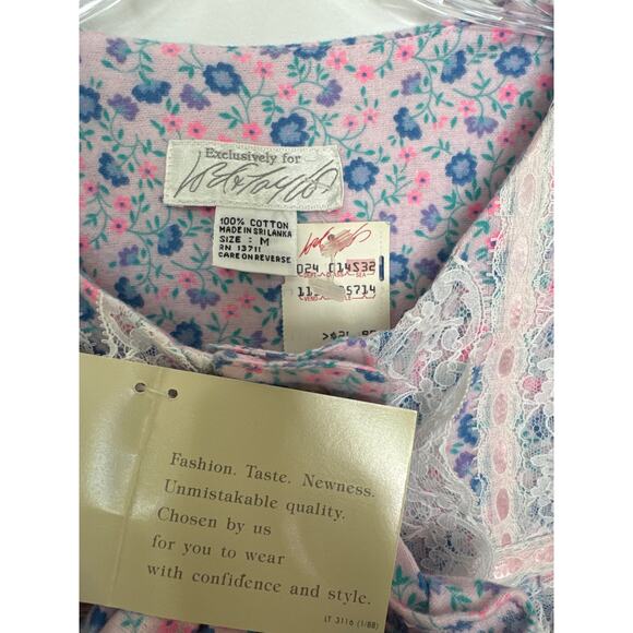 NWT Vintage exclusively for Lord & Taylor Floral Cotton Lace ribbon Nightgown M - Picture 11 of 13